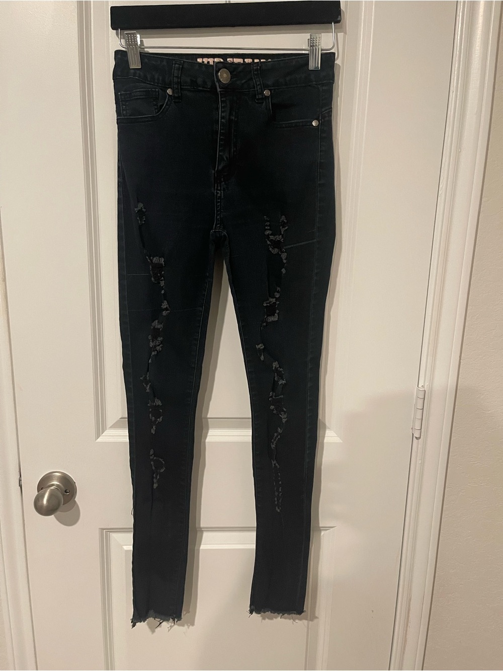 VIP Black Distressed Ankle Skinny Jeans